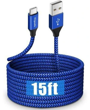 etguuds USB C Cable 15ft, Extra Long USB Type C Cable Fast Charge USB-A 2.0 to USB-C Charger Cable, Premium Nylon Braided Charging Cord - Blue etguuds USB C Cable 15ft, Extra Long USB Type C Cable Fast Charge USB-A 2.0 to USB-C Charger Cable, Premium Nylon Braided Charging Cord - Blue
