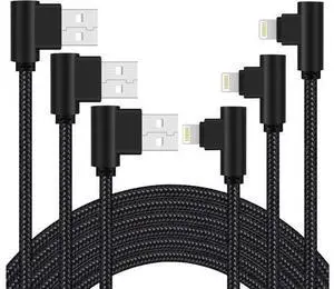 iPhone Charger 3 feet MFi Certified 3 Pack 90 Degree Nylon Braided Lightning Cable Right Angle Charging Cord for iPhone14 13 12 11 Pro X XS XR 8 Plus 7 6 5 and More (Black 3 FT) iPhone Charger 3 feet MFi Certified 3 Pack 90 Degree Nylon Braided Lightning Cable Right Angle Charging Cord for iPhone14 13 12 11 Pro X XS XR 8 Plus 7 6 5 and More (Black 3 FT)
