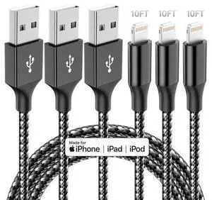 iPhone Charger 3 Pack 10 FT iPhone Charger Fast Charging Cord MFi Certified Lightning Cable Nylon Braided Compatible with iPhone 14 13 12 11 Pro Max XR XS X 8 7 6 Plus SE iPad and More iPhone Charger 3 Pack 10 FT iPhone Charger Fast Charging Cord MFi Certified Lightning Cable Nylon Braided Compatible with iPhone 14 13 12 11 Pro Max XR XS X 8 7 6 Plus SE iPad and More