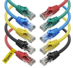 Cat6 Ethernet Cable - 6 ft 10-Pack (1.8m) Cat 6 RJ45, LAN, Utp, Network, Patch, Internet Cable - 6 feet Cat6 Ethernet Cable - 6 ft 10-Pack (1.8m) Cat 6 RJ45, LAN, Utp, Network, Patch, Internet Cable - 6 feet
