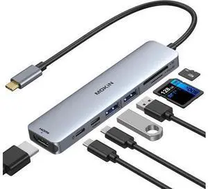 MOKiN USB C Hub HDMI Adapter for MacBook Pro/Air, 7 in 1 USB C Dongle with HDMI, SD/TF Card Reader, USB C Data Port,100W PD, and 2 USB 3.0 Compatible for MacBook Pro/Air, XPS, Lenovo Thinkpad. MOKiN USB C Hub HDMI Adapter for MacBook Pro/Air, 7 in 1 USB C Dongle with HDMI, SD/TF Card Reader, USB C Data Port,100W PD, and 2 USB 3.0 Compatible for MacBook Pro/Air, XPS, Lenovo Thinkpad.