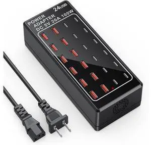 USB Charger, USB C Charger Block, 100W (20A) 24 Port Multiple USB Charger Station Desktop USB Wall Charger 12 USB A 12 USB C Compatible for Apple iPhone, iPad, Samsung Galaxy, Laptop, Pixel, Phones USB Charger, USB C Charger Block, 100W (20A) 24 Port Multiple USB Charger Station Desktop USB Wall Charger 12 USB A 12 USB C Compatible for Apple iPhone, iPad, Samsung Galaxy, Laptop, Pixel, Phones