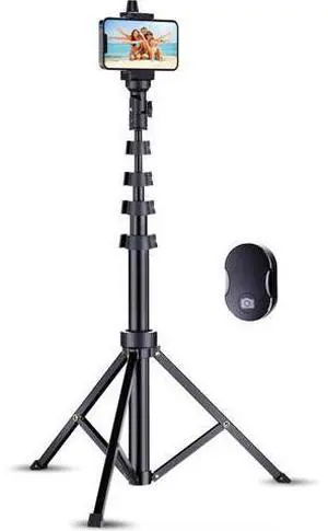 Fugetek 67" Professional Cell Phone Tripod, Portable All in One, Bluetooth Remote, Phone Holder, Compatible with iPhone & Android Devices, Non Skid Feet, Black Fugetek 67" Professional Cell Phone Tripod, Portable All in One, Bluetooth Remote, Phone Holder, Compatible with iPhone & Android Devices, Non Skid Feet, Black