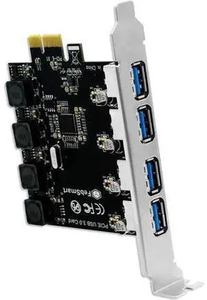 FebSmart 4 Ports Superspeed 5Gbps USB 3.0 PCI Express Expansion Card for Windows 11, 10, 8.x, 7, Vista, XP Desktop PCs, Built in Self-Powered Technology, No Need Additional Power Supply (FS-U4-Pro) FebSmart 4 Ports Superspeed 5Gbps USB 3.0 PCI Express Expansion Card for Windows 11, 10, 8.x, 7, Vista, XP Desktop PCs, Built in Self-Powered Technology, No Need Additional Power Supply (FS-U4-Pro)