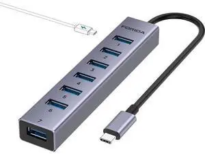 FORIDA USB C to USB Hub, 8 Ports USB 3.0 Adapter with 7 USB 3.0 Data Ports,USB Splitter with USB C 5V/3A Power Port, 7.9IN/20CM Main Cable USB HUB for Laptop PC IPAD Phones and More FORIDA USB C to USB Hub, 8 Ports USB 3.0 Adapter with 7 USB 3.0 Data Ports,USB Splitter with USB C 5V/3A Power Port, 7.9IN/20CM Main Cable USB HUB for Laptop PC IPAD Phones and More