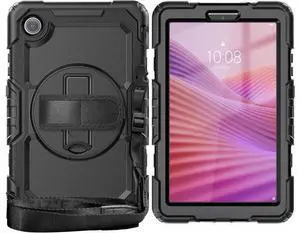 Compatible with Len-ovo Tab One 8.7 inch/K9 TB305FU (2025) Case with Screen Protector Heavy Duty Shockproof Protective Case Drop-Proof Cover Swivel Kickstand+Handle+Strapp Silicone Cover(Black) Compatible with Len-ovo Tab One 8.7 inch/K9 TB305FU (2025) Case with Screen Protector Heavy Duty Shockproof Protective Case Drop-Proof Cover Swivel Kickstand+Handle+Strapp Silicone Cover(Black)
