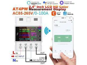 AT4PW Volt Amp Kwh Frequency Factor Meter AC 110V 220V 100A WiFi Electricity Power Monitor Remote Control Share Management AT4PW Volt Amp Kwh Frequency Factor Meter AC 110V 220V 100A WiFi Electricity Power Monitor Remote Control Share Management