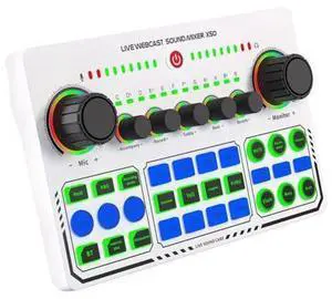 X50 6 Modes RGB LED Wireless Bluetooth-compatible External DJ Mixer Sound Card Noise Reduction for Live Streaming Broadcasting X50 6 Modes RGB LED Wireless Bluetooth-compatible External DJ Mixer Sound Card Noise Reduction for Live Streaming Broadcasting