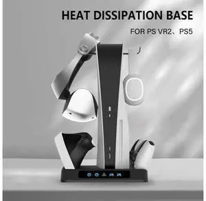 Mulltifunctional Cooling Stand Indicator Lamps Storage Rack Vertical Stand Games Rack USB Charging for PS VR2 PS5 Game Accessory Mulltifunctional Cooling Stand Indicator Lamps Storage Rack Vertical Stand Games Rack USB Charging for PS VR2 PS5 Game Accessory