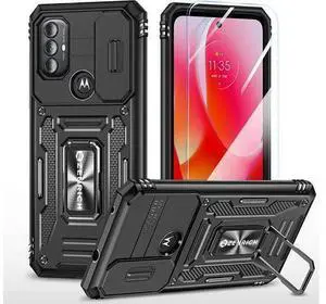Rugged Case for Moto G Power 2022 with Tempered Glass Screen Protector, Slide Camera Cover & Kickstand, Dual Layer Military Grade Protective Case compatitable with Magnetic Holder, Black Rugged Case for Moto G Power 2022 with Tempered Glass Screen Protector, Slide Camera Cover & Kickstand, Dual Layer Military Grade Protective Case compatitable with Magnetic Holder, Black