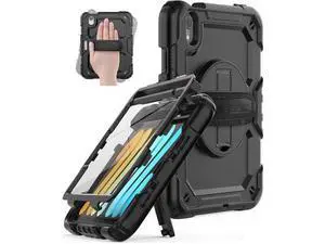 iPad Mini 6 Case 8.3 Inch, Durable Heavy Duty Full-Body Shockproof Protective Case with Screen Protector, 360° Rotating Stand, Hand/Shoulder Strap for iPad Min 6th Generation 8.3'', Black iPad Mini 6 Case 8.3 Inch, Durable Heavy Duty Full-Body Shockproof Protective Case with Screen Protector, 360° Rotating Stand, Hand/Shoulder Strap for iPad Min 6th Generation 8.3'', Black