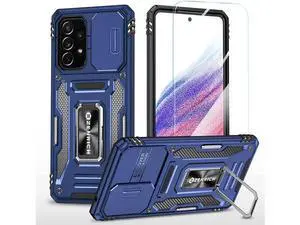 Rugged Case for Samsung Galaxy A53 5G with Tempered Glass Screen Protector, Slide Camera Cover & Kickstand Case Dual Layer Military Grade Protective with Magnetic Holder, Navy Blue Rugged Case for Samsung Galaxy A53 5G with Tempered Glass Screen Protector, Slide Camera Cover & Kickstand Case Dual Layer Military Grade Protective with Magnetic Holder, Navy Blue