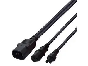 1FT C14 Male PDU Style Computer Power Extension Cable Y Splitter Power Plug Cord (C14 to C13+C5) 1FT C14 Male PDU Style Computer Power Extension Cable Y Splitter Power Plug Cord (C14 to C13+C5)