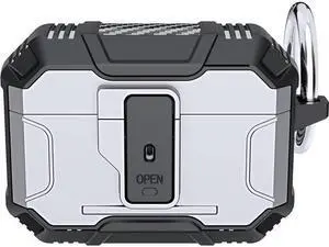 One Key Pop-up Airpods Pro 2nd Generation Case, Full-Body Hard Shell Protective Rugged Charging Cover Case with Keychain for AirPods, Front LED Visible,Silver One Key Pop-up Airpods Pro 2nd Generation Case, Full-Body Hard Shell Protective Rugged Charging Cover Case with Keychain for AirPods, Front LED Visible,Silver