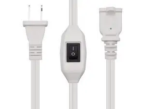 Short 2 Prong Extension Cord, US AC 2-Prong Male to Female Power Cable 12A/125V,Nema 1-15P to 1-15R Outlet Extension Cable(White with Switch) Short 2 Prong Extension Cord, US AC 2-Prong Male to Female Power Cable 12A/125V,Nema 1-15P to 1-15R Outlet Extension Cable(White with Switch)