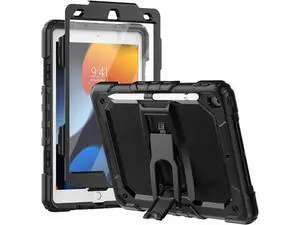 Silicone Case for iPad 9th/ 8th/ 7th Generation, with Screen Protector/Pencil Holder/Built- in Stand, Protective Case for iPad 10.2 inch 2021/2020/2019 (Black) Silicone Case for iPad 9th/ 8th/ 7th Generation, with Screen Protector/Pencil Holder/Built- in Stand, Protective Case for iPad 10.2 inch 2021/2020/2019 (Black)