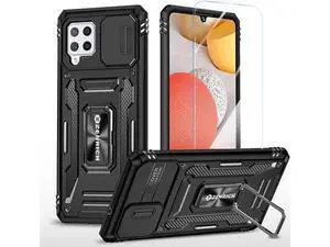 Rugged Case for Samsung Galaxy A42 5G with Tempered Glass Screen Protector, Slide Camera Cover & Kickstand Samsung A42 Case with Military Grade Protective Magnetic Holder, Black Rugged Case for Samsung Galaxy A42 5G with Tempered Glass Screen Protector, Slide Camera Cover & Kickstand Samsung A42 Case with Military Grade Protective Magnetic Holder, Black