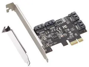 SATA Card 4 Port, PCIE 3.0 SATA 6G Controller Expansion Card with Low Profile Bracket, Non-Raid, Boot as System Disk, Support 4 SATA 3.0 Devices SATA Card 4 Port, PCIE 3.0 SATA 6G Controller Expansion Card with Low Profile Bracket, Non-Raid, Boot as System Disk, Support 4 SATA 3.0 Devices