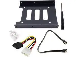2.5 to 3.5 Inch Hard Disk Metal Bracket Adapter HDD Holder with IDE 4P Male to SATA 15 Pin Cable SATA 3.0 Cable for Desktop PCSSD Server (Black) 2.5 to 3.5 Inch Hard Disk Metal Bracket Adapter HDD Holder with IDE 4P Male to SATA 15 Pin Cable SATA 3.0 Cable for Desktop PCSSD Server (Black)