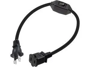 Short 2 Prong Extension Cord, US AC 2-Prong Male to Female Power Cable 12A/125V,Nema 1-15P to 1-15R Outlet Extension Cable(Black with Switch) Short 2 Prong Extension Cord, US AC 2-Prong Male to Female Power Cable 12A/125V,Nema 1-15P to 1-15R Outlet Extension Cable(Black with Switch)