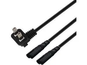 6FT Non-Polarized AC Power Cord 2 Prong 1-15p to Dual C8 Figure 8 Power Cable CCC Listed Universal Replacement Wall Cable (90 Degree Angle) 6FT Non-Polarized AC Power Cord 2 Prong 1-15p to Dual C8 Figure 8 Power Cable CCC Listed Universal Replacement Wall Cable (90 Degree Angle)