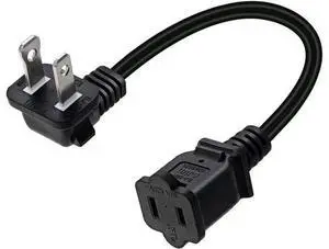 1FT(0.32M) 2 Prong US AC Polarized Power Extension Cable Cord NEMA 1-15P to 1-15R UL Listed SPT2 18AWG USA Outlet Saver Power Extension Cord (90 Degree Angle) 1FT(0.32M) 2 Prong US AC Polarized Power Extension Cable Cord NEMA 1-15P to 1-15R UL Listed SPT2 18AWG USA Outlet Saver Power Extension Cord (90 Degree Angle)