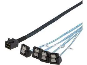 Internal HD Mini SAS (SFF-8643 Host) - 4X SATA (Target) Angle Cable, SFF-8643 for Controller, 4 Sata Connect to Hard Drive, 1M / 3.3FT Internal HD Mini SAS (SFF-8643 Host) - 4X SATA (Target) Angle Cable, SFF-8643 for Controller, 4 Sata Connect to Hard Drive, 1M / 3.3FT