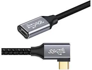 90 Degree Angled Extension Type-C USB-C Male to Female USB3.1 10Gbps 100W Data Cable with E-Marker for Laptop & Phone 100cm 90 Degree Angled Extension Type-C USB-C Male to Female USB3.1 10Gbps 100W Data Cable with E-Marker for Laptop & Phone 100cm