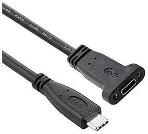 USB-C USB 3.1 Type C Male to Female Data Extension Cable with Panel Mount Screw Hole USB-C USB 3.1 Type C Male to Female Data Extension Cable with Panel Mount Screw Hole