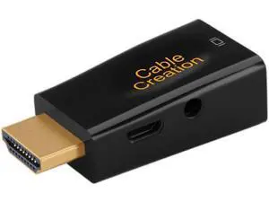 HDMI to VGA Adapter Gold Plated HDMI HDTV to VGA with Audio Converter Male to Female Support 1080P Black HDMI to VGA Adapter Gold Plated HDMI HDTV to VGA with Audio Converter Male to Female Support 1080P Black