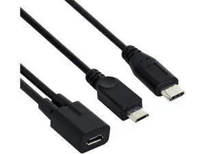 Micro USB Female to USB 3.1 USB-C Type-C & Micro USB Male Splitter Charged Extension Cable Micro USB Female to USB 3.1 USB-C Type-C & Micro USB Male Splitter Charged Extension Cable
