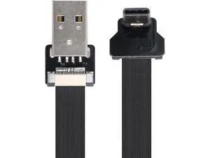 Type-A USB 2.0 Male to Type-C USB-C Male Upward Angled 90 Degree Data Flat Slim FPC Cable 50CM for FPV & Disk & Phone Type-A USB 2.0 Male to Type-C USB-C Male Upward Angled 90 Degree Data Flat Slim FPC Cable 50CM for FPV & Disk & Phone