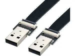 Flat Slim FPC USB 2.0 Type-A Male to USB 2.0 Type-A Male Data Cable for FPV & Disk & Scanner & Printer 100CM Flat Slim FPC USB 2.0 Type-A Male to USB 2.0 Type-A Male Data Cable for FPV & Disk & Scanner & Printer 100CM