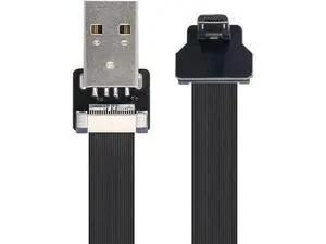 Type-A USB 2.0 Male to Micro USB 5Pin Male Upward Angled 90 Degree Data Flat Slim FPC Cable 100CM for FPV & Disk & Phone Type-A USB 2.0 Male to Micro USB 5Pin Male Upward Angled 90 Degree Data Flat Slim FPC Cable 100CM for FPV & Disk & Phone