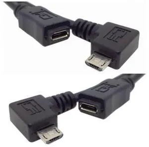 Micro USB 2.0 Male to Micro USB 2.0 Female Extension Cable Left & Right 90 Degree Angled Full Pin Connected 0.5M Micro USB 2.0 Male to Micro USB 2.0 Female Extension Cable Left & Right 90 Degree Angled Full Pin Connected 0.5M