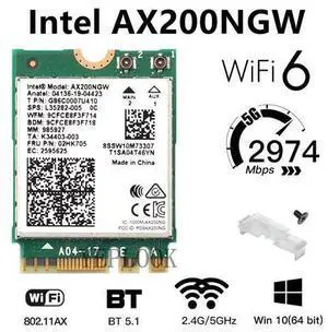 Wifi6 Wifi Card Intel AX200 2400Mbps Dual Band 2.4G/5G Bluetooth 5.1 NGFF M.2 KEY E 802.11ax MU-MIMO Laptop Desktop Wireless Card Wifi6 Wifi Card Intel AX200 2400Mbps Dual Band 2.4G/5G Bluetooth 5.1 NGFF M.2 KEY E 802.11ax MU-MIMO Laptop Desktop Wireless Card
