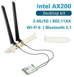 3000Mbps 802.11ax Wi-Fi 6 Desktop Kit Intel AX200 Bluetooth 5.1 Wifi Antenna Card 2.4G/5Ghz MU-MIMO AX200NGW Wifi Adapter For PC 3000Mbps 802.11ax Wi-Fi 6 Desktop Kit Intel AX200 Bluetooth 5.1 Wifi Antenna Card 2.4G/5Ghz MU-MIMO AX200NGW Wifi Adapter For PC