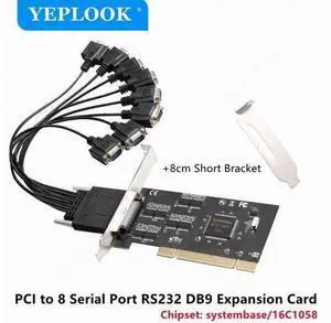 PCI to 8x Serial Port RS232 DB9 COM Expansion Card I/O Controller Riser Adapter Chipset Systembase 16C1058 with Output Cable PCI to 8x Serial Port RS232 DB9 COM Expansion Card I/O Controller Riser Adapter Chipset Systembase 16C1058 with Output Cable