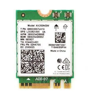 Dual band 3000Mbps Intel AX200 Wi-Fi 6 M.2 2.4G/5G Bluetooth 5.0 802.11ax/ac AX200NGW Wireless Card Adapter Dual band 3000Mbps Intel AX200 Wi-Fi 6 M.2 2.4G/5G Bluetooth 5.0 802.11ax/ac AX200NGW Wireless Card Adapter