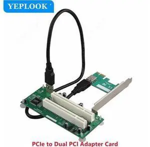 PCIe to Dual PCI Adapter Card with USB3.0 Cable 5Gbps, PCI-E x1 to PCI Slot Riser Card Expansion Card Converter for Desktop PCIe to Dual PCI Adapter Card with USB3.0 Cable 5Gbps, PCI-E x1 to PCI Slot Riser Card Expansion Card Converter for Desktop