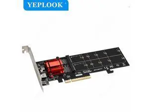 PCIe 3.1 X8 to 2 Port M.2 2Gbps for NVME M Key 2230 2242 2260 2280 22110 SSD Adapter Converter Expansion Riser Card ASM1812 Chip PCIe 3.1 X8 to 2 Port M.2 2Gbps for NVME M Key 2230 2242 2260 2280 22110 SSD Adapter Converter Expansion Riser Card ASM1812 Chip