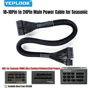 Main Power Cable 18+10Pin to 24Pin ATX for Seasonic PRIME Ultra Titanium/Platinum/Gold 1300W, 1000W, 850W, 750W, 650W, 550W PSUs Main Power Cable 18+10Pin to 24Pin ATX for Seasonic PRIME Ultra Titanium/Platinum/Gold 1300W, 1000W, 850W, 750W, 650W, 550W PSUs