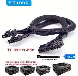 14Pin+10Pin to 24Pin 20+4Pin Power Supply Cable Sleeved For Corsair AX760i/AX860i/AX1200i/AX1500i AXi Series Full Modular PSU 14Pin+10Pin to 24Pin 20+4Pin Power Supply Cable Sleeved For Corsair AX760i/AX860i/AX1200i/AX1500i AXi Series Full Modular PSU