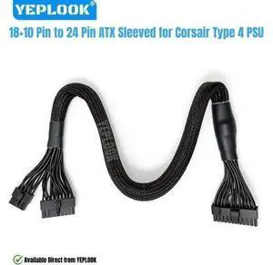 18+10Pin to 24Pin Sleeved Net, Type 4 Main Power Cable for Corsair RM850, RM750, RM650, RM550, RM450 GOLD (2021) Type 4 Modulars 18+10Pin to 24Pin Sleeved Net, Type 4 Main Power Cable for Corsair RM850, RM750, RM650, RM550, RM450 GOLD (2021) Type 4 Modulars