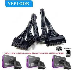10Pin+18Pin to 24Pin 20+4P Main Power Supply Cable Sleeved For CoolerMaster V850 V1000 V1300 PLATINUM Full-Modular Power Supply 10Pin+18Pin to 24Pin 20+4P Main Power Supply Cable Sleeved For CoolerMaster V850 V1000 V1300 PLATINUM Full-Modular Power Supply