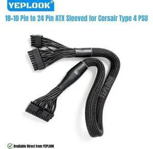 Type 4 18+10Pin to 24Pin ATX Sleeved, Motherboard Main Power Cable for Corsair RM1000x, RM850x, RM750x, RM650x, RM550x Modular Powers PSUs, 18AWG Sleeved Net 60CM / 23.62 inch / 1.97ft. Type 4 18+10Pin to 24Pin ATX Sleeved, Motherboard Main Power Cable for Corsair RM1000x, RM850x, RM750x, RM650x, RM550x Modular Powers PSUs, 18AWG Sleeved Net 60CM / 23.62 inch / 1.97ft.