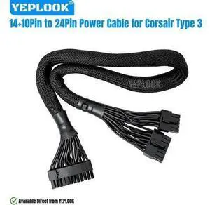 Type 3 24Pin Cable for Corsair HX GOLD, 14+10Pin to 24Pin ATX Main Motherboard Power Cable for Corsair HX1050, HX1000, HX850, HX750, HX650 Type 3 Modular Powers, Sleeved Net 23.62 inch/1.97ft. Type 3 24Pin Cable for Corsair HX GOLD, 14+10Pin to 24Pin ATX Main Motherboard Power Cable for Corsair HX1050, HX1000, HX850, HX750, HX650 Type 3 Modular Powers, Sleeved Net 23.62 inch/1.97ft.