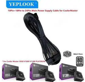 10Pin+18Pin to 24Pin 20+4Pin Main Power Cable Flat 60cm For Cooler Master V850 V1000 V1300 PLATINUM Full-Modular Power Supply 10Pin+18Pin to 24Pin 20+4Pin Main Power Cable Flat 60cm For Cooler Master V850 V1000 V1300 PLATINUM Full-Modular Power Supply