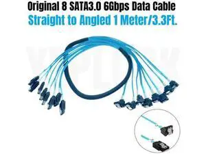 8 SATA3.0 1M/3.3Ft. Straight to Angled 6Gbps Data Cable for BTC Mining, NAS, HDD SSD, Optical CD DVD Drive, Computer Server Host 8 SATA3.0 1M/3.3Ft. Straight to Angled 6Gbps Data Cable for BTC Mining, NAS, HDD SSD, Optical CD DVD Drive, Computer Server Host