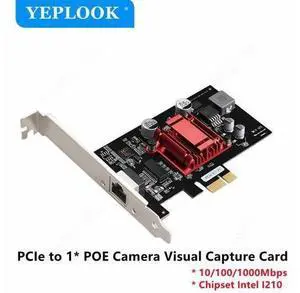 PCIe 1x to Single POE Port Camera Visual Capture Card 10/100/1000Mbps Gigabit Network Card Ethernet Converter Chipset Intel I210 PCIe 1x to Single POE Port Camera Visual Capture Card 10/100/1000Mbps Gigabit Network Card Ethernet Converter Chipset Intel I210